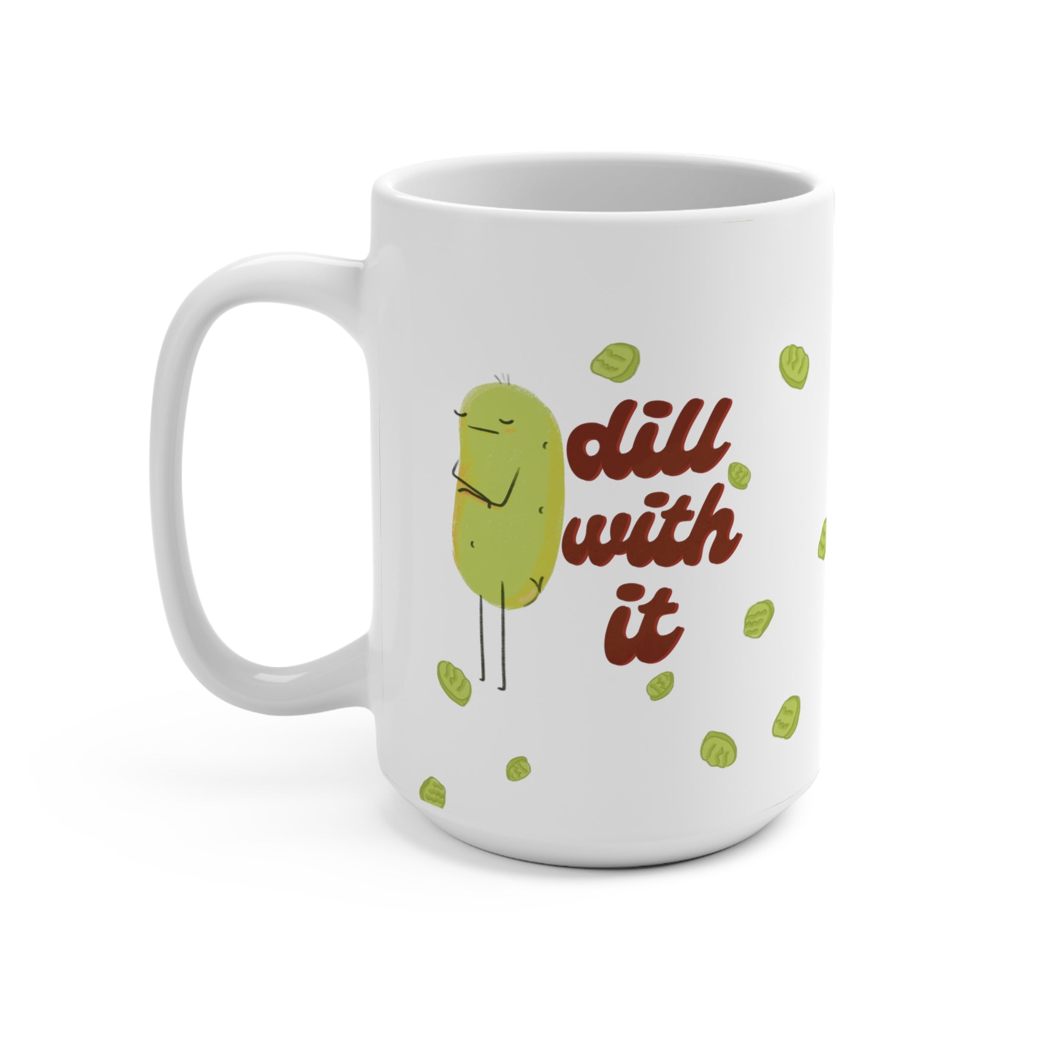 Vintage Pickle Mug Ceramic "dill with it" pun