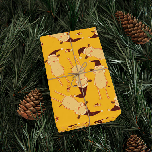 Best Doggone Holiday Wrapping Paper in Yellow